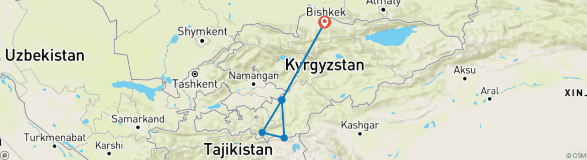 Karte von Ureinwohner des Pamirgebirges Bischkek - Bischkek)