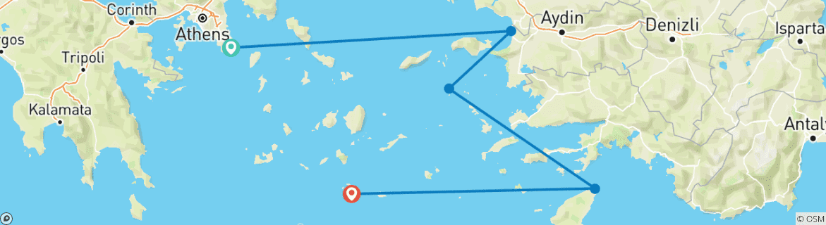 Image d'une carte montrant l'itinéraire du circuit