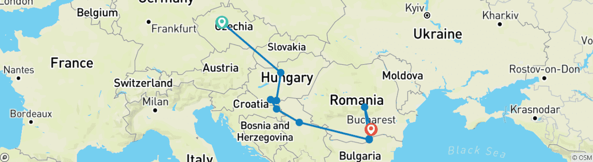 Image d'une carte montrant l'itinéraire du circuit