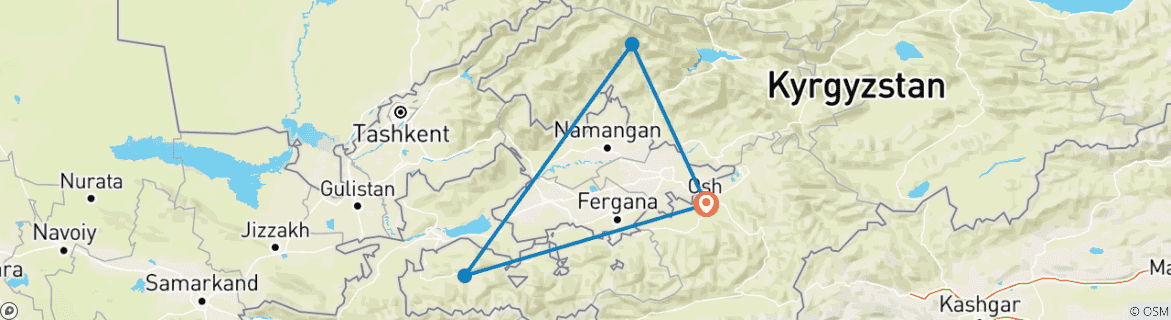 Image d'une carte montrant l'itinéraire du circuit