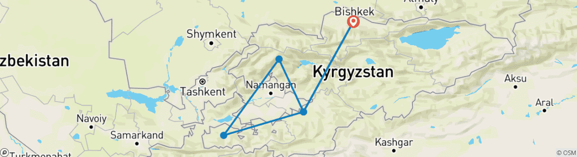 Image d'une carte montrant l'itinéraire du circuit