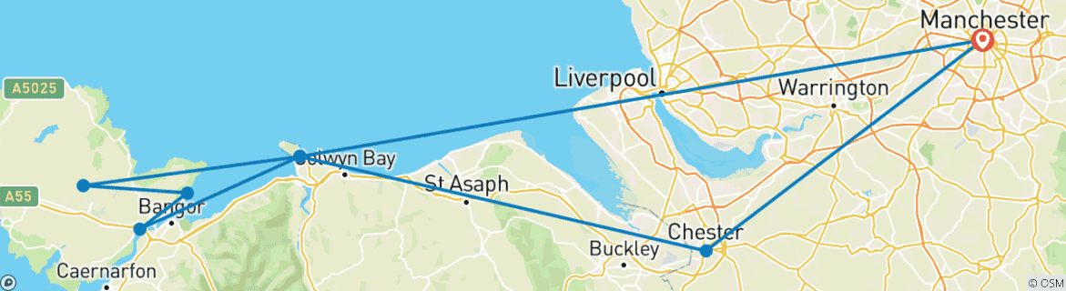 Image d'une carte montrant l'itinéraire du circuit