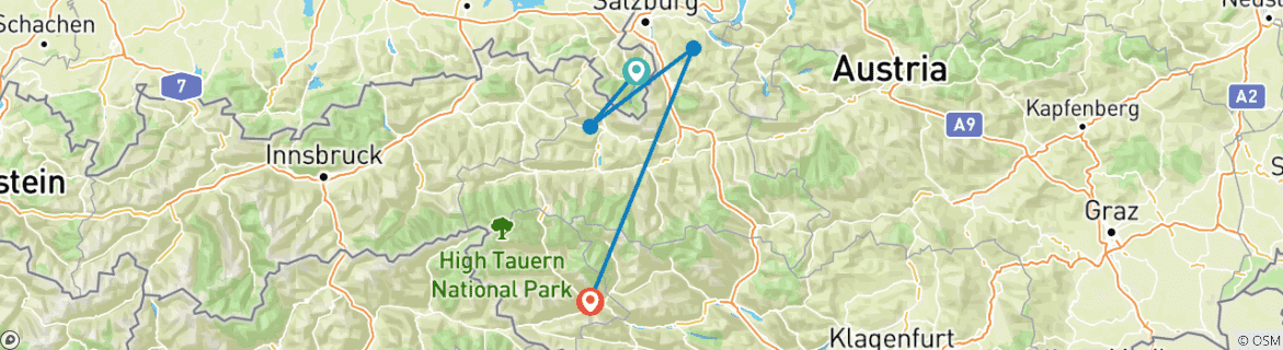 Karte mit der Reiseroute