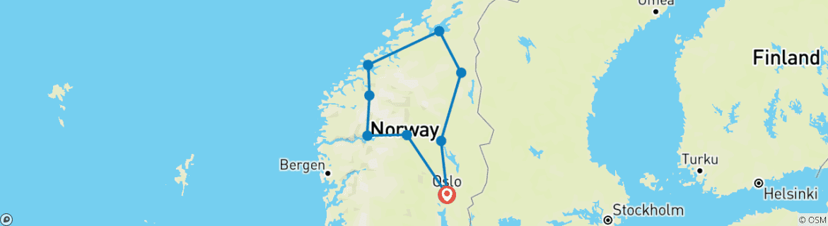 Image d'une carte montrant l'itinéraire du circuit