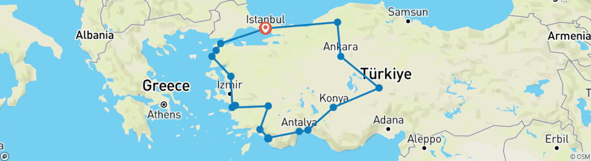 Carte du circuit Légendes de la Turquie - 14 jours
