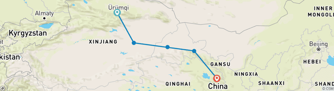 Image d'une carte montrant l'itinéraire du circuit