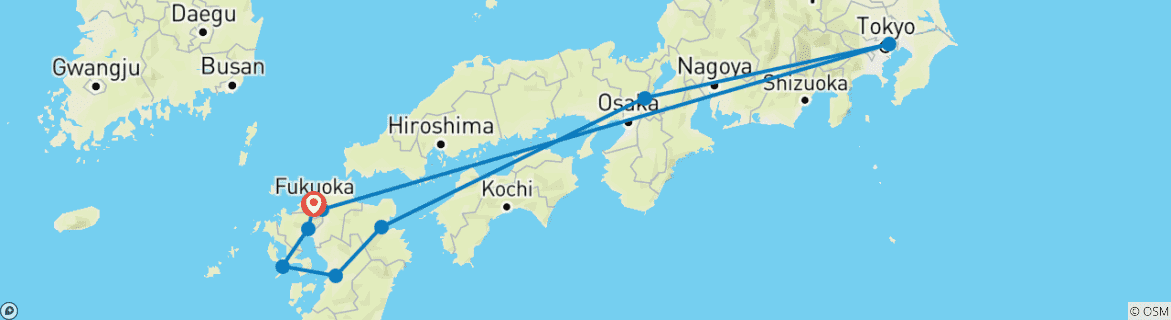 Image d'une carte montrant l'itinéraire du circuit