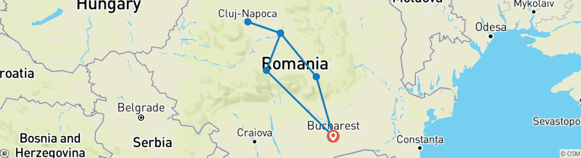 Image d'une carte montrant l'itinéraire du circuit