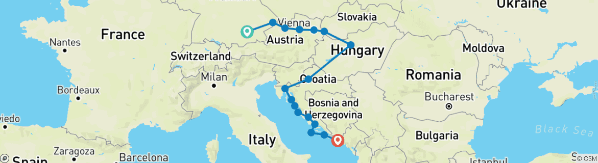 Image d'une carte montrant l'itinéraire du circuit