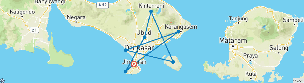 Foto van een kaart met de route van de rondreis