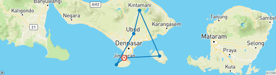 Image d'une carte montrant l'itinéraire du circuit