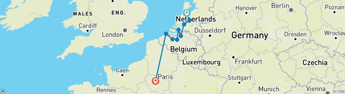 Image d'une carte montrant l'itinéraire du circuit