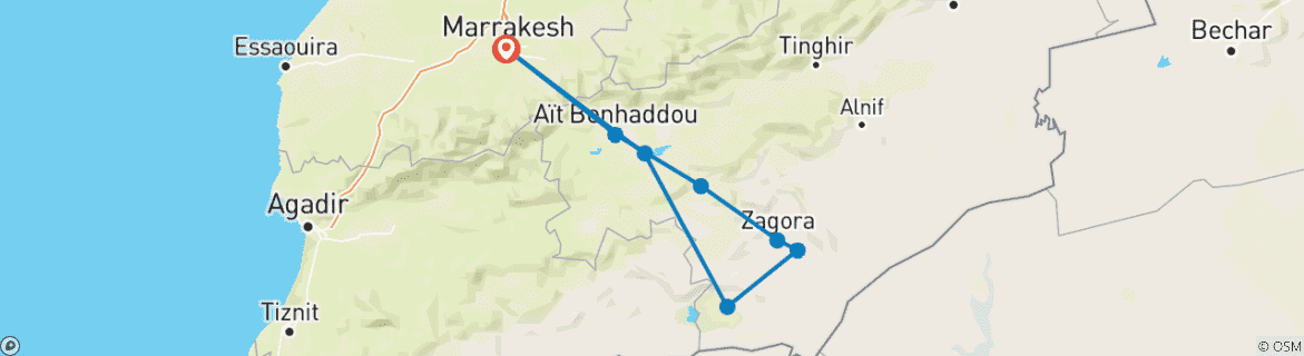 Image d'une carte montrant l'itinéraire du circuit