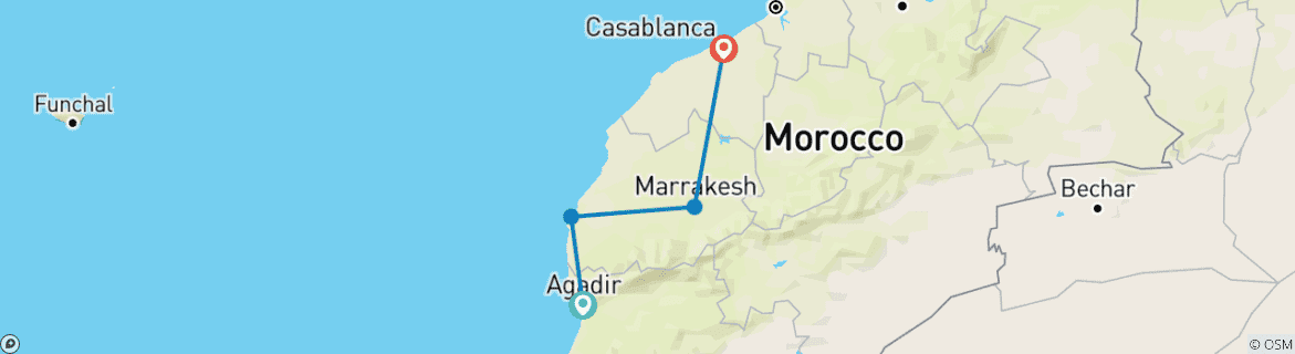 Image d'une carte montrant l'itinéraire du circuit