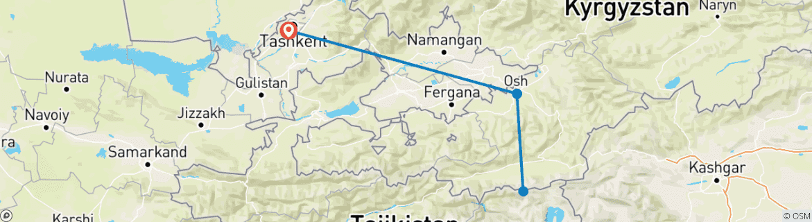 Image d'une carte montrant l'itinéraire du circuit