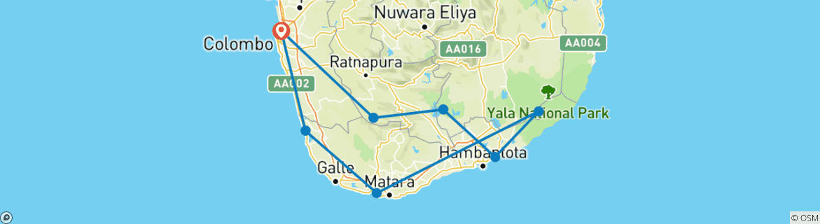 Image d'une carte montrant l'itinéraire du circuit