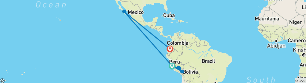 Image d'une carte montrant l'itinéraire du circuit