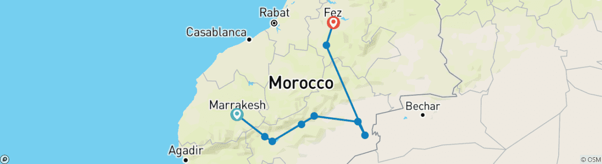 Image d'une carte montrant l'itinéraire du circuit