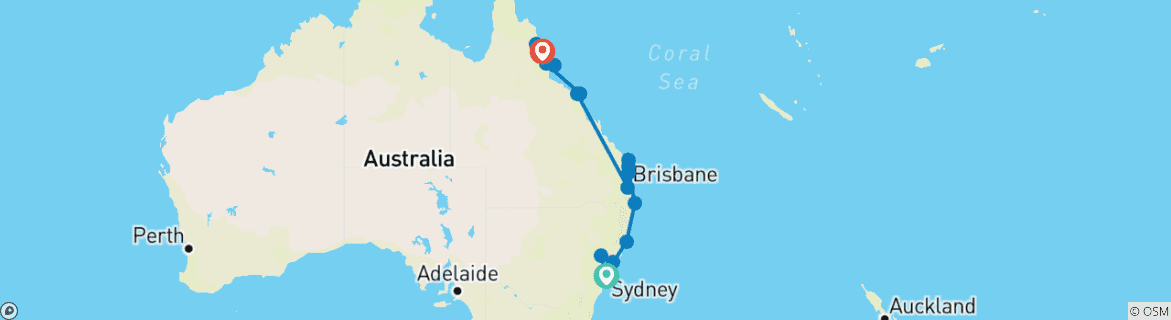 Image d'une carte montrant l'itinéraire du circuit