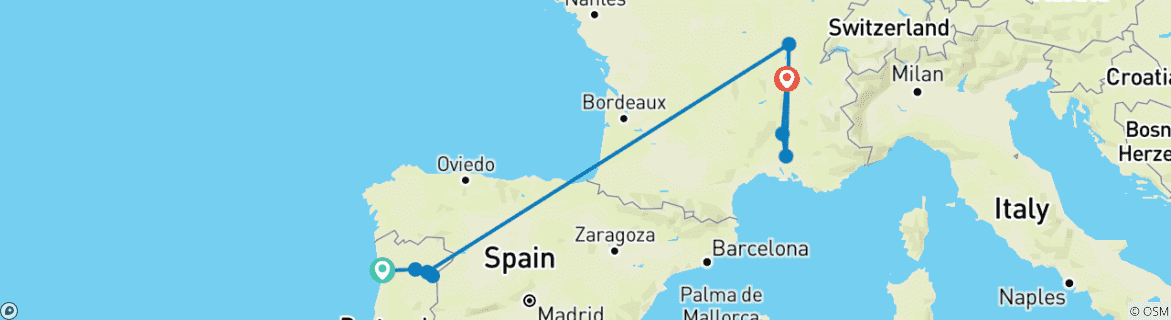 Image d'une carte montrant l'itinéraire du circuit