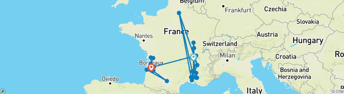 Image d'une carte montrant l'itinéraire du circuit