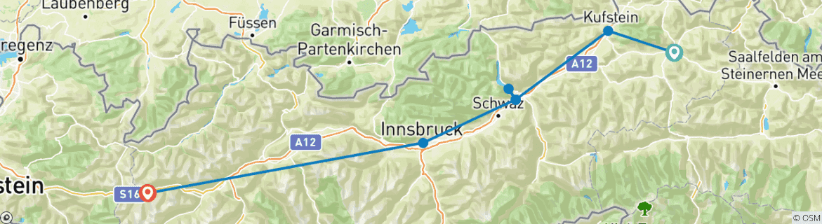 Karte mit der Reiseroute