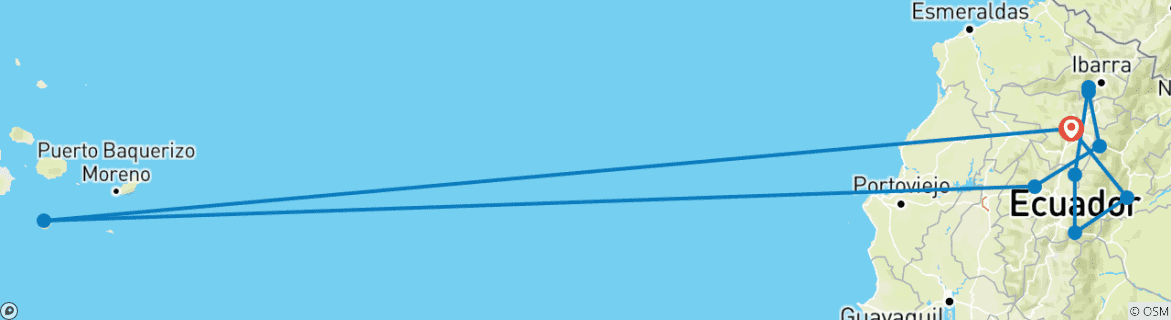 Image d'une carte montrant l'itinéraire du circuit