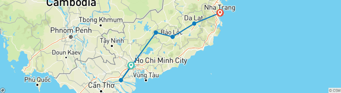 Image d'une carte montrant l'itinéraire du circuit