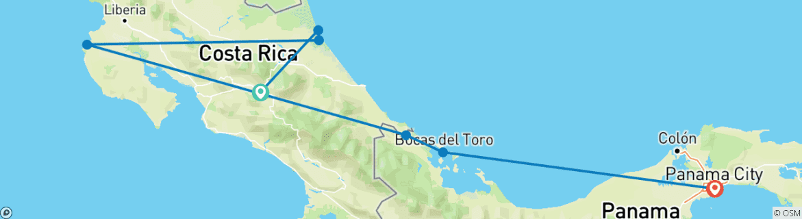 Image d'une carte montrant l'itinéraire du circuit