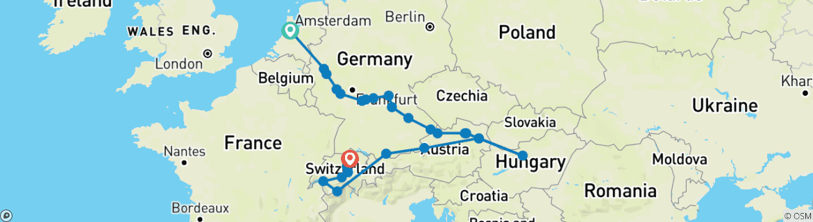 Image d'une carte montrant l'itinéraire du circuit