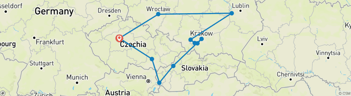 Image d'une carte montrant l'itinéraire du circuit