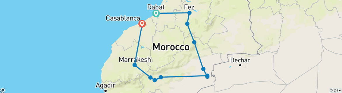 Image d'une carte montrant l'itinéraire du circuit