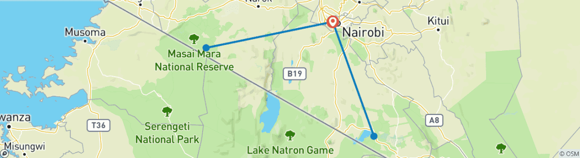 Karte mit der Reiseroute