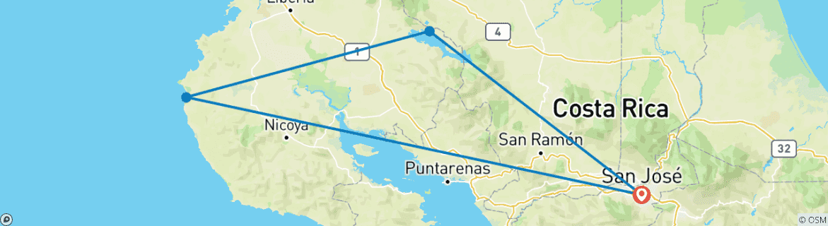 Image d'une carte montrant l'itinéraire du circuit