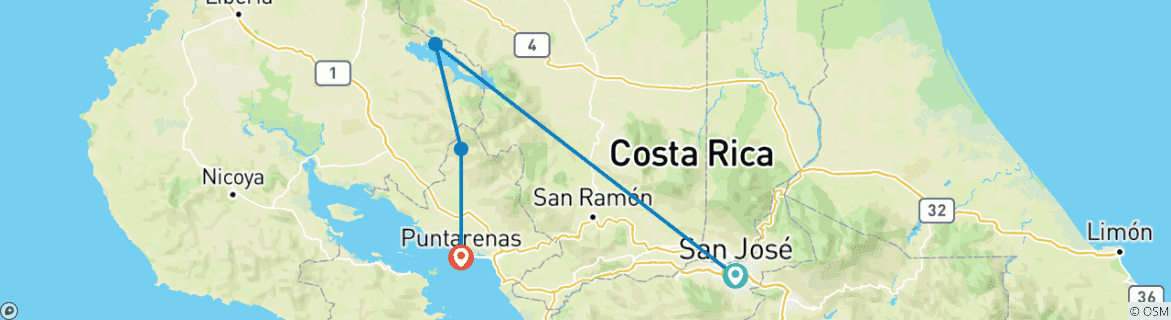 Image d'une carte montrant l'itinéraire du circuit