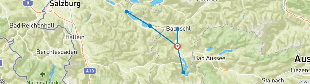 Image d'une carte montrant l'itinéraire du circuit