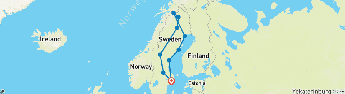 Image d'une carte montrant l'itinéraire du circuit