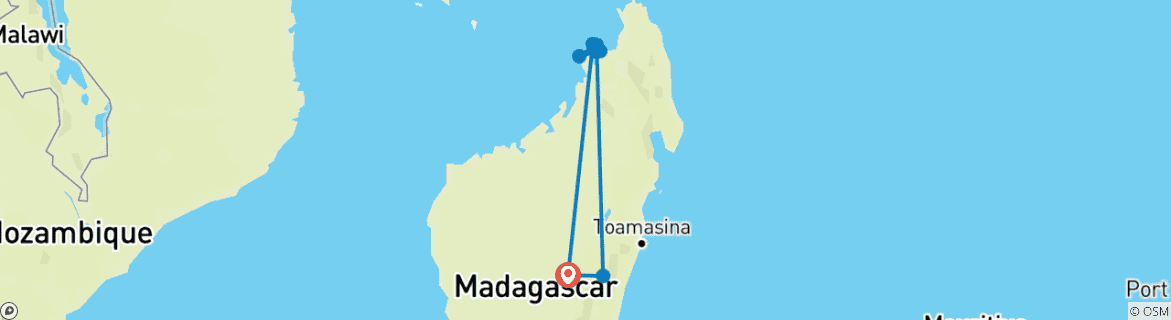 Image d'une carte montrant l'itinéraire du circuit