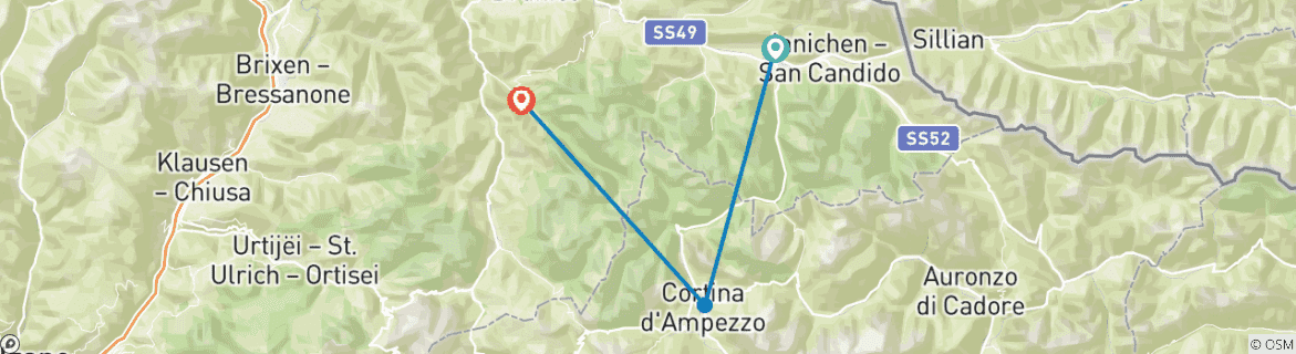 Image d'une carte montrant l'itinéraire du circuit