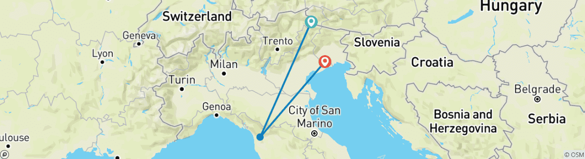Image d'une carte montrant l'itinéraire du circuit