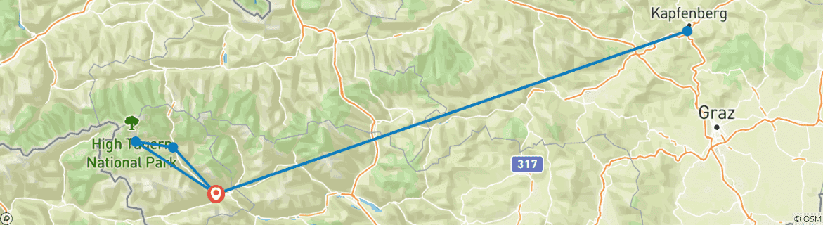 Karte mit der Reiseroute