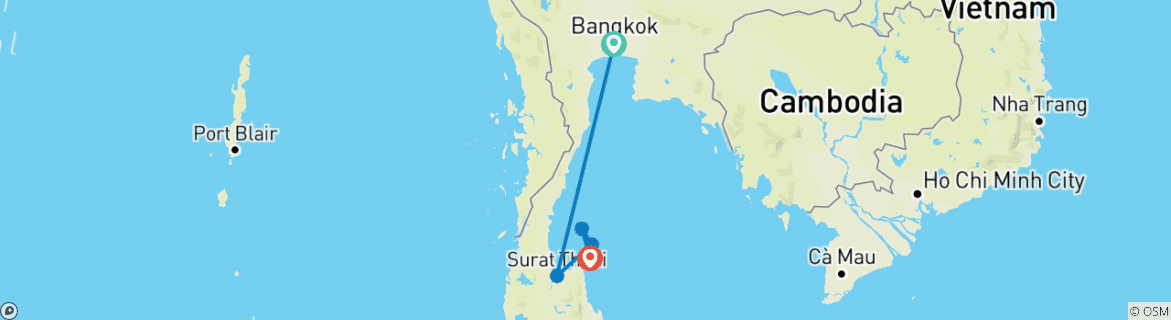 Image d'une carte montrant l'itinéraire du circuit