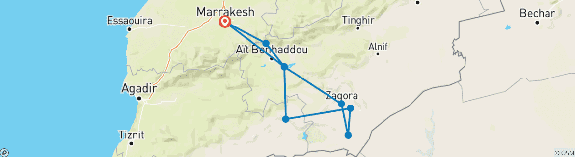 Image d'une carte montrant l'itinéraire du circuit