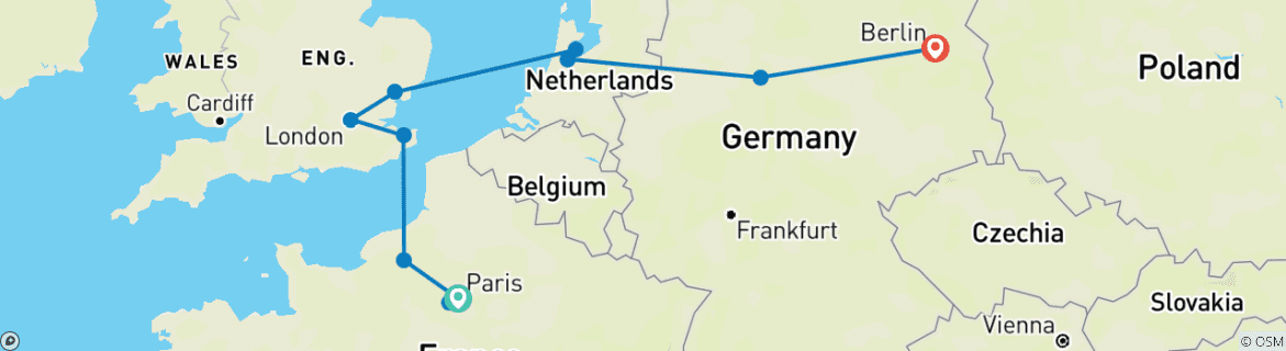 Foto van een kaart met de route van de rondreis