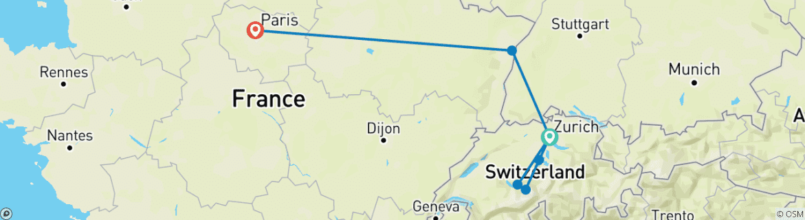 Image d'une carte montrant l'itinéraire du circuit