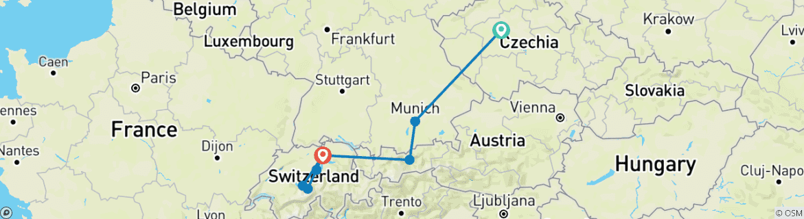 Image d'une carte montrant l'itinéraire du circuit