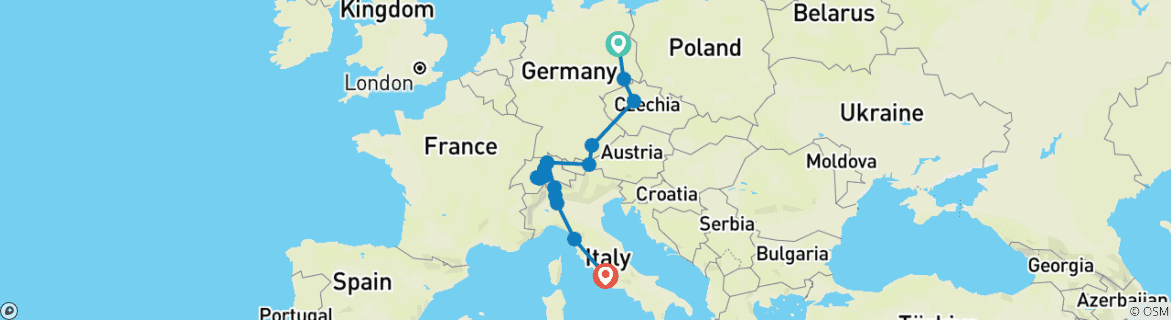 Image d'une carte montrant l'itinéraire du circuit