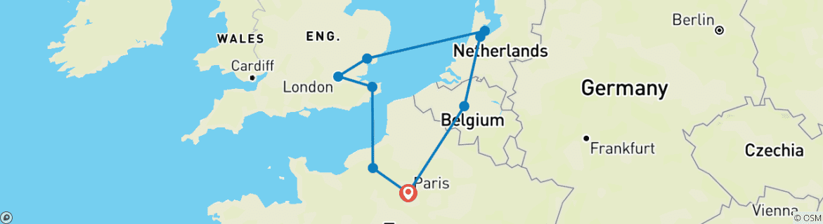 Image d'une carte montrant l'itinéraire du circuit