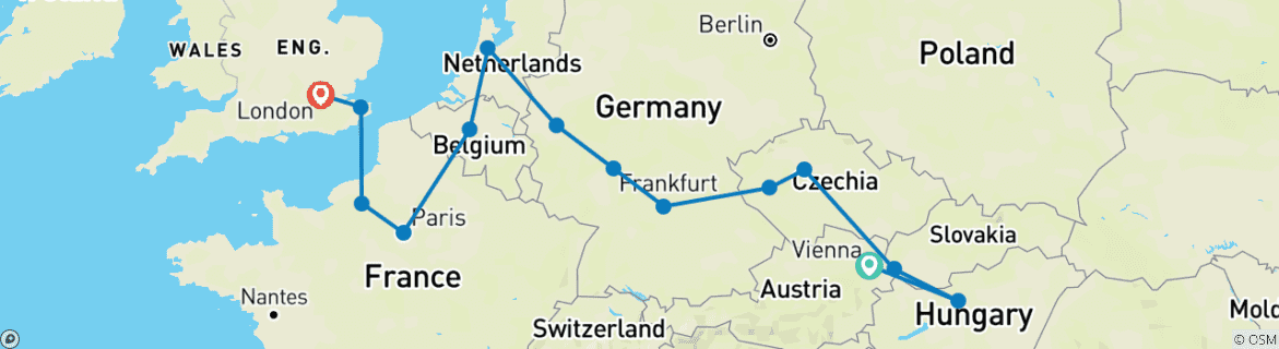 Image d'une carte montrant l'itinéraire du circuit