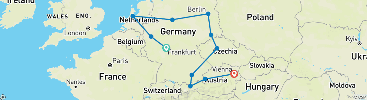 Image d'une carte montrant l'itinéraire du circuit